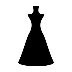 Elegant black dress silhouette with a flared skirt and fitted bodice
