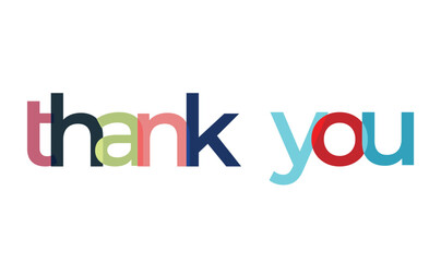 Thank you card, text or lettering vector.