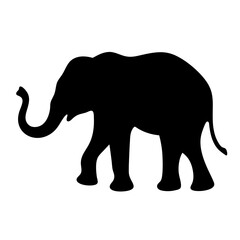 Black silhouette of a majestic elephant standing against a white backdrop imagery © PixelArtBox