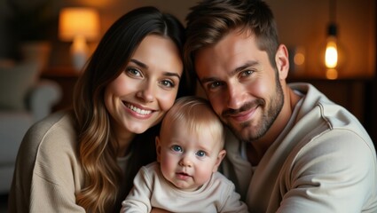 Fototapeta premium A Loving Family Portrait Capturing a New Baby's First Moments Together Creating Cherished Memories