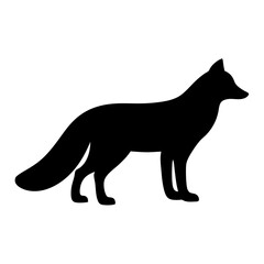 Silhouette of a fox standing on a white background in vector format