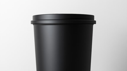 A mockup of a black plastic bucket with a lid. The bucket is modern, the design and functionality of plastic bucket. 3d illustration. isolated on white background.
