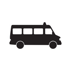 Police Van  Special Forces Minibus silhouette icon vector flat illustration design on white background