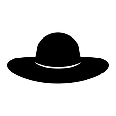 A black hat with a wide brim and elegant design silhouette