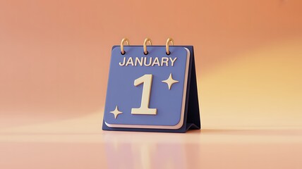 A small desk calendar open to january 1st symbolizing the start of a new year and fresh beginnings with a clean design