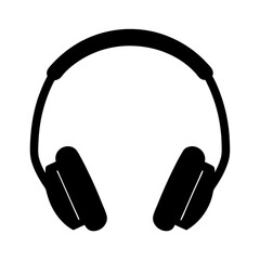Simple Black Headphones on White Background for Listening to Music Privately