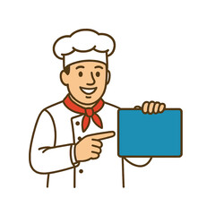 Chef holding blank sign vector on white background
Vector character holding blank sign
