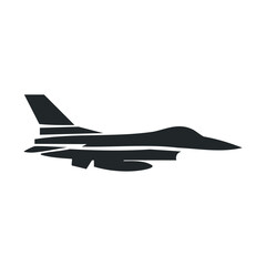 Silhouette of military fighter jet plane in flight