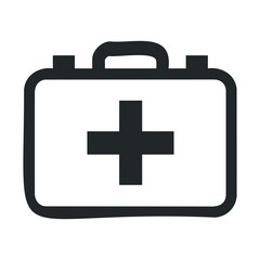 Fototapeta premium Black first aid kit icon with cross symbol