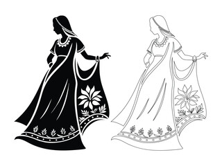 Indian woman in sari silhouette