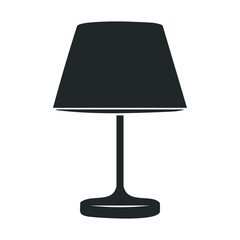 Obraz premium Minimalist black table lamp icon on white background