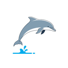 Fototapeta premium A playful dolphin leaps from the water, a symbol of joy and intelligence in the vast blue ocean