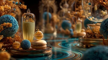 Futuristic tea ceremony immersive appeal artful display