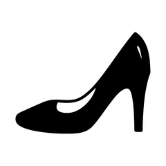 Elegant black stiletto heel pump silhouette on a white background design