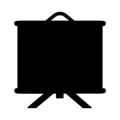 Black silhouette of an office presentation screen on tripod legs