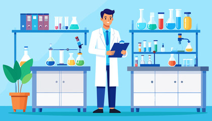 Scientist in Laboratory Illustration: Research and Experimentation