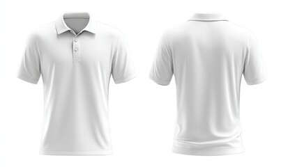 Front and back view of a plain white polo shirt