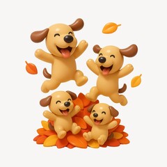 Fototapeta premium Joyful puppies playing together