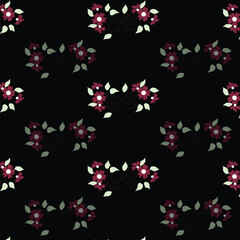 Cheerful Flower Pattern with Daisies and Tulips on Beige
