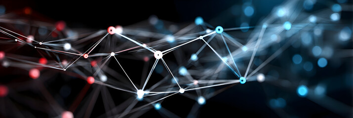 Contrasting Red and Blue Digital Plexus with Luminous Nodes.