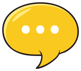 Fototapeta premium Yellow speech bubble with three dots, conversation, and communication symbol, representing messaging