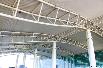 Sturdy steel ceiling construction at a modern airport