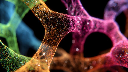 Intricate Web of Glowing Neural Pathways in Vivid Abstract Colors.