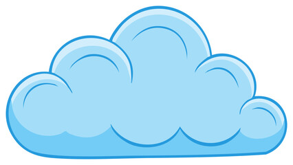 Stylized fluffy blue cartoon cloud illustration with bold outlines for sky design