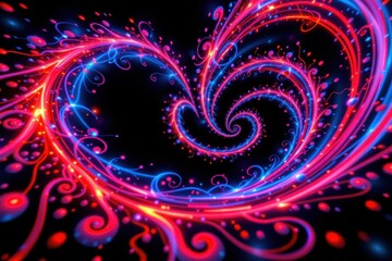 Abstract fractal background with red and blue spiral colorful swirl pattern digital art wallpaper design.