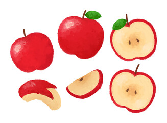 リンゴ 水彩手描きフルーツイラスト チラシ・ポスター・Webデザインに使える装飾イラスト素材