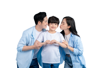 A loving family embraces with affection, showing a happy moment on png background