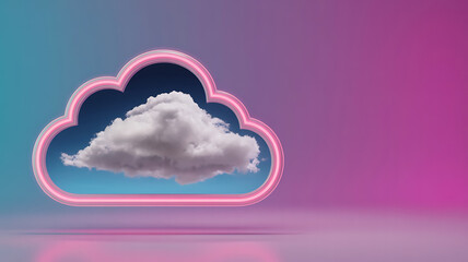 Neon cloud framed by a glowing pink outline.

