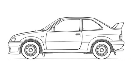Naklejka premium Sports Sedan Side Profile Line Drawing