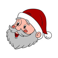 Christmas time eve. Happy and funny Santa Claus portrait with red hat. Seasonal winter time holidays. Festive fun and cute element collection