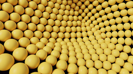 Abstract pattern of many yellow spheres.
