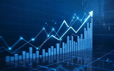 A dynamic stock market graph shows an upward trend, symbolizing financial growth and investment opportunity