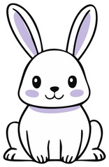 Obraz premium Adorable White Bunny Sitting Still Cartoon Style Illustration for Easter Spring Time