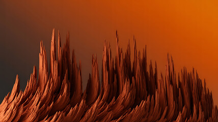 Terracotta spires, a textured, abstract landscape.
