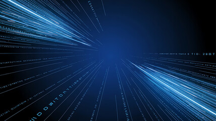 Digital lines radiate outward, a futuristic data stream.
