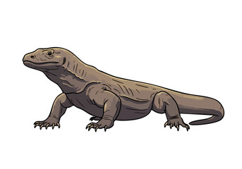 Fototapeta premium A stylized illustration of a Komodo dragon, Indonesia's wild symbol, set against a soft purple background. Clean lines and a modern aesthetic.
