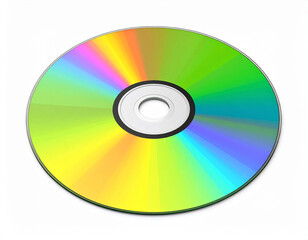 Realistic compact CD or DVD disc. 3d rendering isolated on white background. Cartoon plastic style icon.disc, colours, information, ray, shiny, software, compact, dvd, media, music,Generative Ai