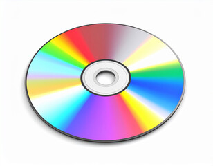 Realistic compact CD or DVD disc. 3d rendering isolated on white background. Cartoon plastic style icon.disc, colours, information, ray, shiny, software, compact, dvd, media, music,Generative Ai