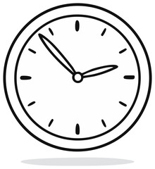 Simple hand drawn clock icon illustration black and white line art cartoon
