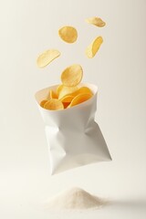 ** Potato Chips Falling into a Bag with Sugar