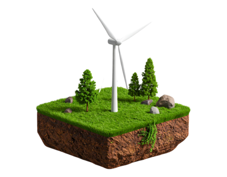 wind turbine and green grass