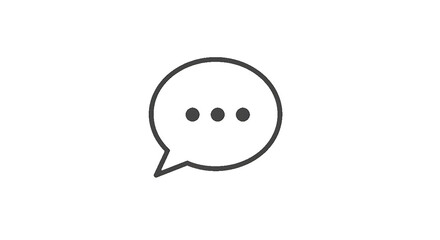 Simple outline of a speech bubble with three dots isolated on transparent background