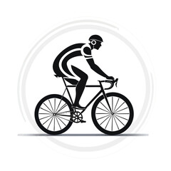 Obraz premium Silhouette of a cyclist riding a bicycle, isolated on a white background