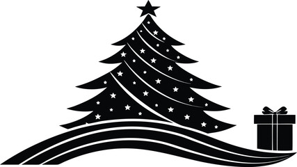 Christmas Tree with Star Vector Design