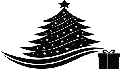 Christmas Tree with Star Vector Design