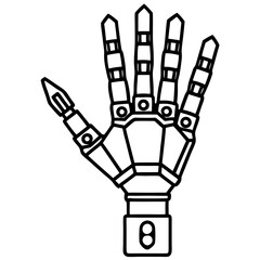 Robot hand isolated on transparent background, hand holding light bulb